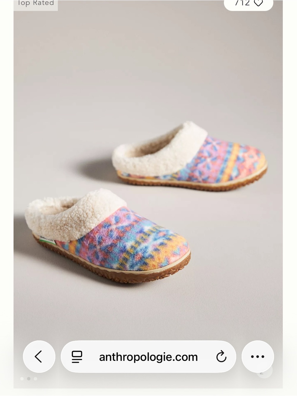 Minnetonka Cream Lined Multicolor Patterned Clog Slippers